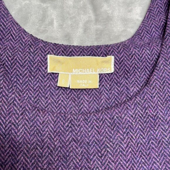 Michael Kors Made In Italy Dress Womens 6 Purple Violet Wool Herringbone Jumper - Picture 5 of 14